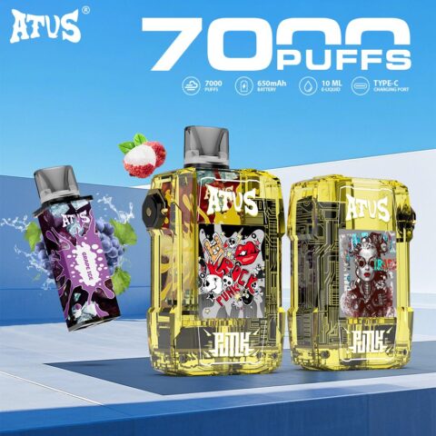 DE012 Wegwerp Vape 7000 Puffs met Luchtstroomregeling en oplaadbaar ATVS Vape