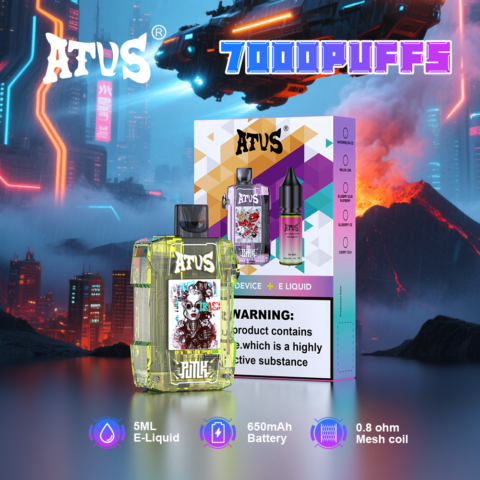 DE012 Wegwerp Vape 7000 Puffs met Luchtstroomregeling en oplaadbaar ATVS Vape