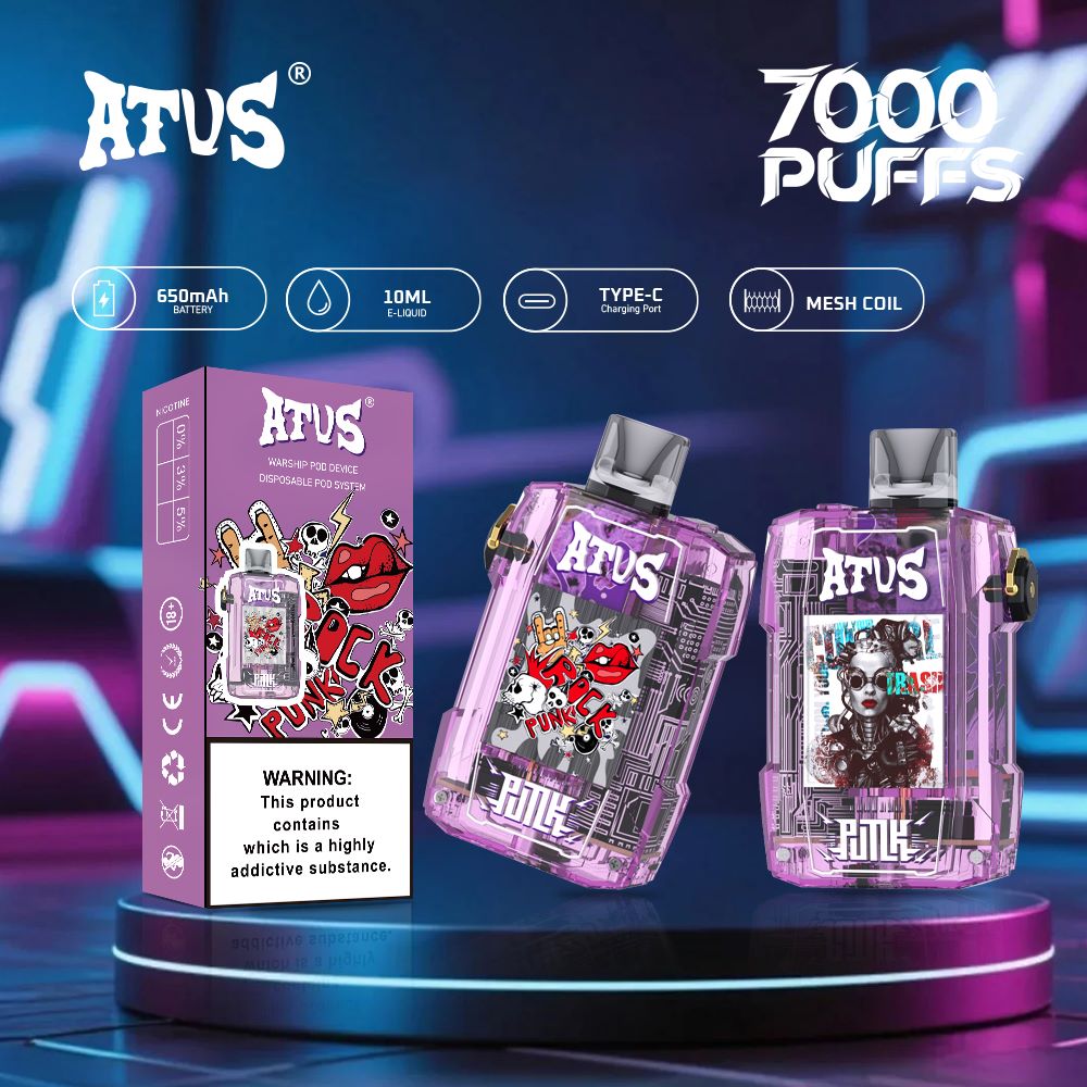 DE012 Wegwerp Vape 7000 Puffs met Luchtstroomregeling en oplaadbaar ATVS Vape