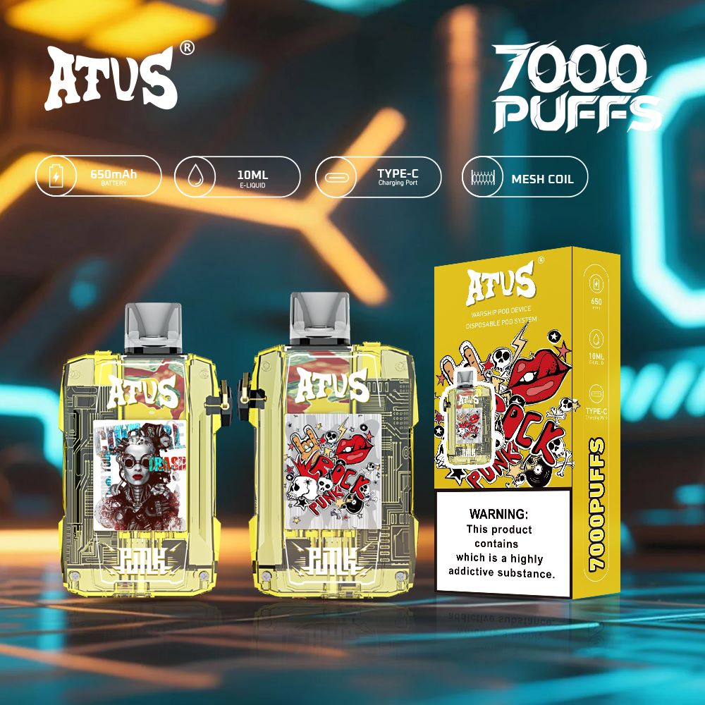DE012 Wegwerp Vape 7000 Puffs met Luchtstroomregeling en oplaadbaar ATVS Vape