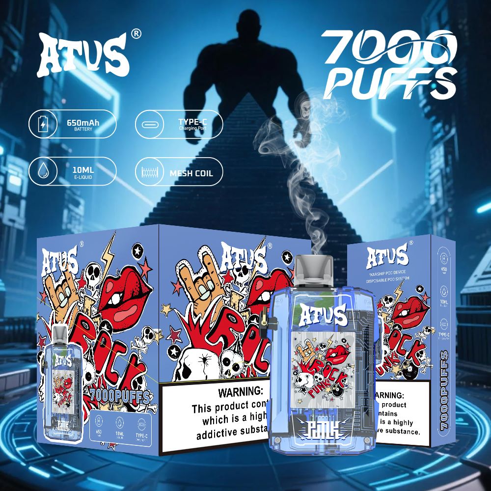 DE012 Wegwerp Vape 7000 Puffs met Luchtstroomregeling en oplaadbaar ATVS Vape