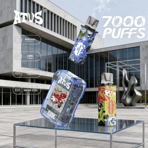 DE012 Wegwerp Vape 7000 Puffs met Luchtstroomregeling en oplaadbaar ATVS Vape