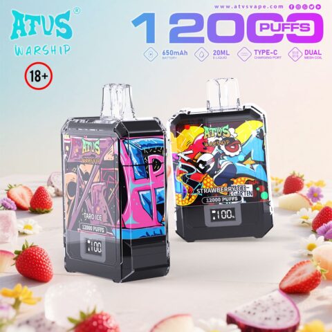 DE013A Wegwerp Vape 12000 Puffs met LED-scherm en instelbare luchtstroom ATVS Vape Disposable E-sigaret