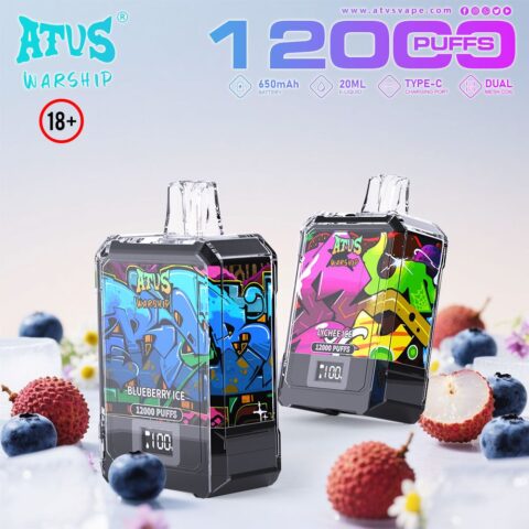 DE013A Wegwerp Vape 12000 Puffs met LED-scherm en instelbare luchtstroom ATVS Vape Disposable E-sigaret