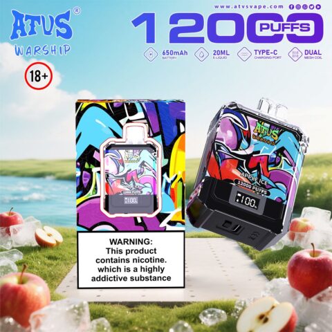 DE013A Wegwerp Vape 12000 Puffs met LED-scherm en instelbare luchtstroom ATVS Vape Disposable E-sigaret