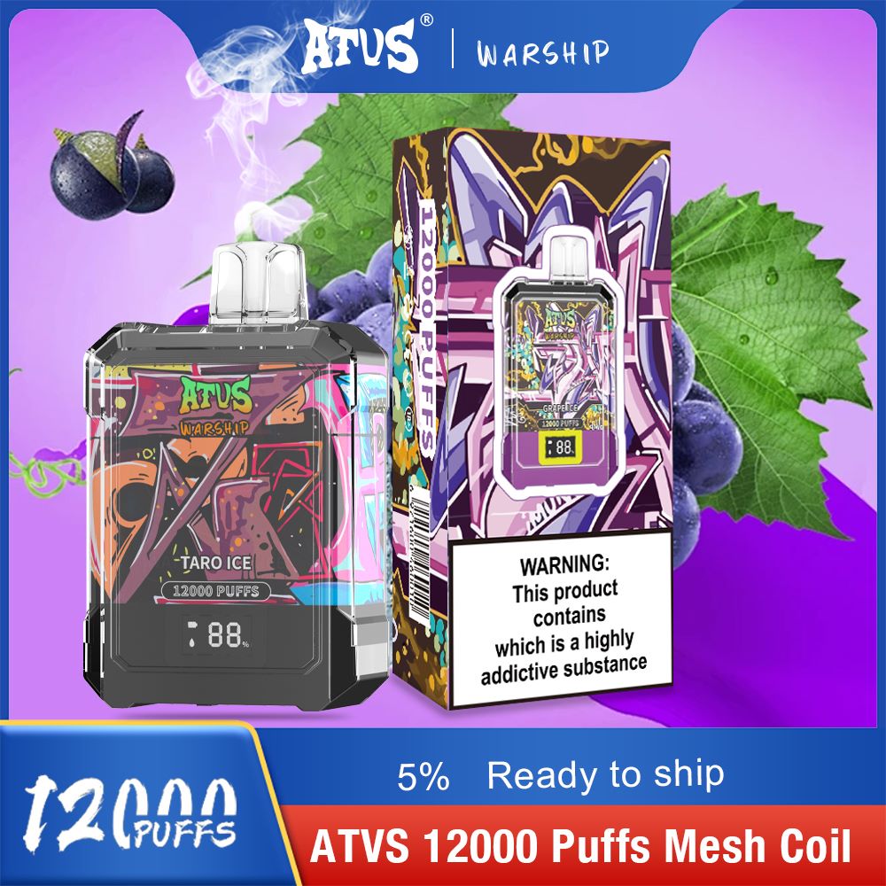 DE013A Wegwerp Vape 12000 Puffs met LED-scherm en instelbare luchtstroom ATVS Vape Disposable E-sigaret