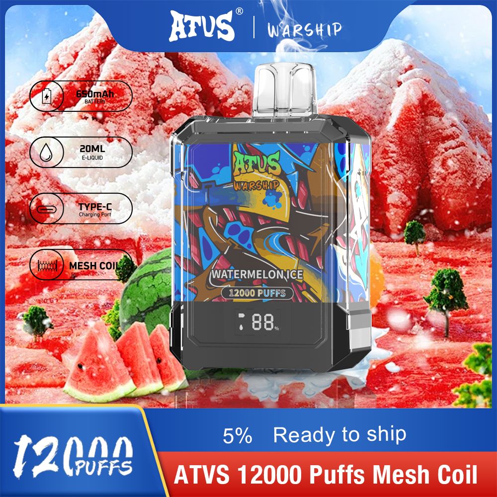 DE013A Wegwerp Vape 12000 Puffs met LED-scherm en instelbare luchtstroom ATVS Vape Disposable E-sigaret