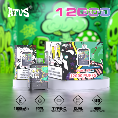 DE013A Wegwerp Vape 12000 Puffs met LED-scherm en instelbare luchtstroom ATVS Vape Disposable E-sigaret