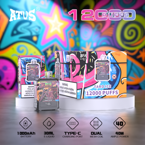 DE013A Wegwerp Vape 12000 Puffs met LED-scherm en instelbare luchtstroom ATVS Vape Disposable E-sigaret