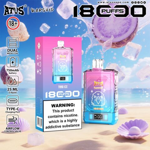 DE015 Wegwerp Vape 18000 Puffs met LED-scherm en instelbare luchtstroom oplaadbaar ATVS E-sigaret Disposable