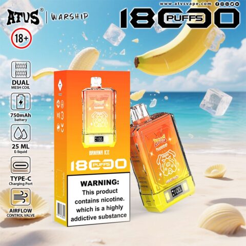 DE015 Wegwerp Vape 18000 Puffs met LED-scherm en instelbare luchtstroom oplaadbaar ATVS E-sigaret Disposable