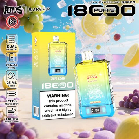 DE015 Wegwerp Vape 18000 Puffs met LED-scherm en instelbare luchtstroom oplaadbaar ATVS E-sigaret Disposable