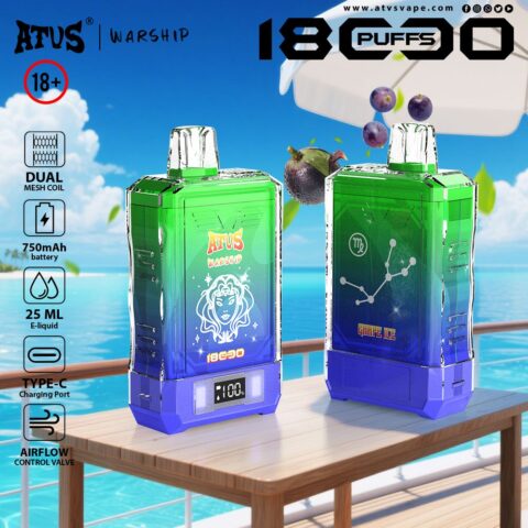 DE015 Wegwerp Vape 18000 Puffs met LED-scherm en instelbare luchtstroom oplaadbaar ATVS E-sigaret Disposable