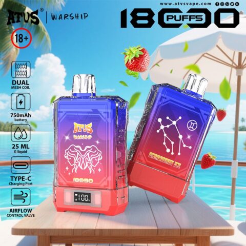 DE015 Wegwerp Vape 18000 Puffs met LED-scherm en instelbare luchtstroom oplaadbaar ATVS E-sigaret Disposable