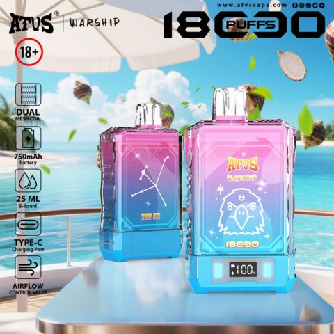 DE015 Wegwerp Vape 18000 Puffs met LED-scherm en instelbare luchtstroom oplaadbaar ATVS E-sigaret Disposable