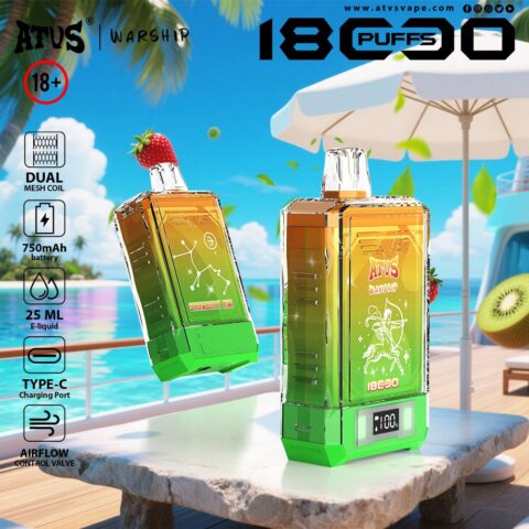 DE015 Wegwerp Vape 18000 Puffs met LED-scherm en instelbare luchtstroom oplaadbaar ATVS E-sigaret Disposable