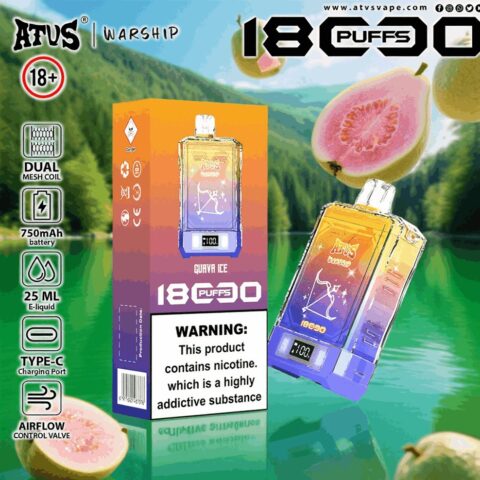 DE015 Wegwerp Vape 18000 Puffs met LED-scherm en instelbare luchtstroom oplaadbaar ATVS E-sigaret Disposable