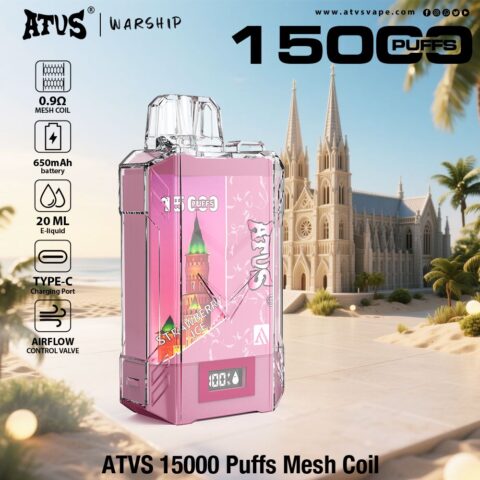 DE017 Wegwerp Vape 15000 Puffs met LED-scherm en instelbare luchtstroom oplaadbaar ATVS E-sigaret Disposable