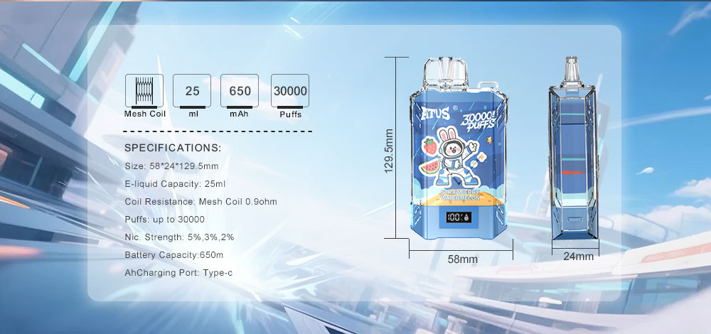 DE017 Wegwerp Vape 30000 Puffs met LED-scherm en instelbare luchtstroom