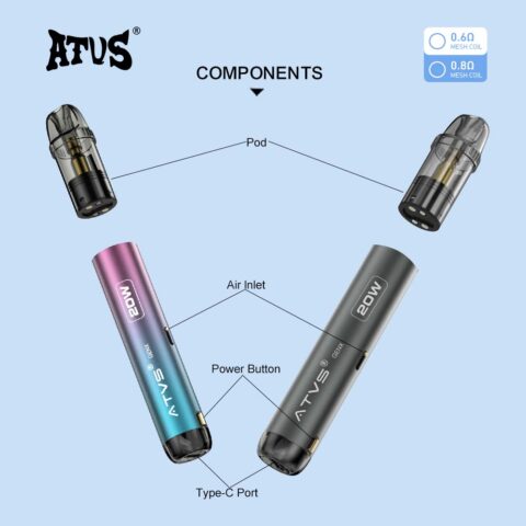 DE020 Navulbaar Pod Kit-systeemapparaat met instelbare luchtstroom MTL RDL ATVS Vape