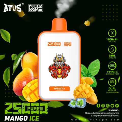 DE022 Wegwerp Vape 25000 Puffs met volledig scherm, oplaadbaar en instelbare luchtstroom ATVS E-sigaret Disposable