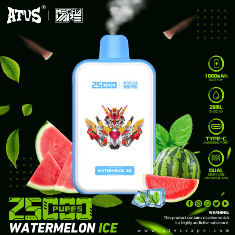 DE022 Wegwerp Vape 25000 Puffs met volledig scherm, oplaadbaar en instelbare luchtstroom ATVS E-sigaret Disposable