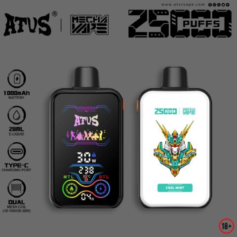 DE022 Wegwerp Vape 25000 Puffs met volledig scherm, oplaadbaar en instelbare luchtstroom ATVS E-sigaret Disposable