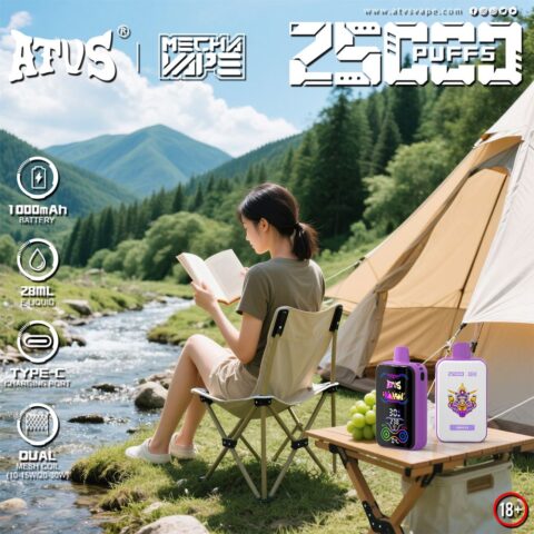 DE022 Wegwerp Vape 25000 Puffs met volledig scherm, oplaadbaar en instelbare luchtstroom ATVS E-sigaret Disposable