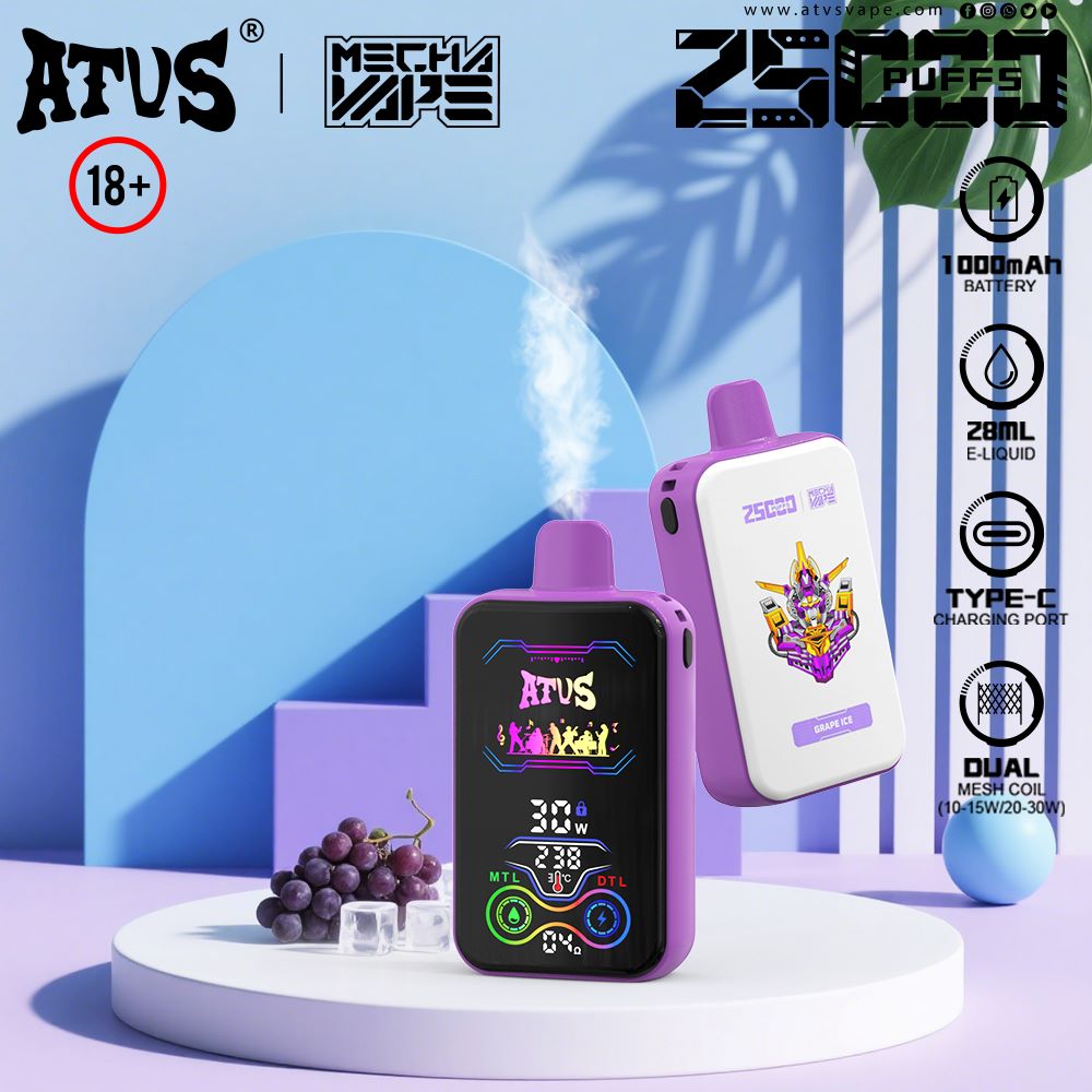 DE013A Wegwerp Vape 12000 Puffs met LED-scherm en instelbare luchtstroom ATVS Vape Disposable E-sigaret