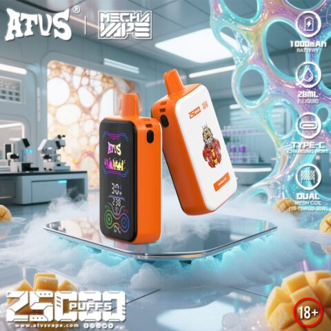 DE022 Wegwerp Vape 25000 Puffs met volledig scherm, oplaadbaar en instelbare luchtstroom ATVS E-sigaret Disposable