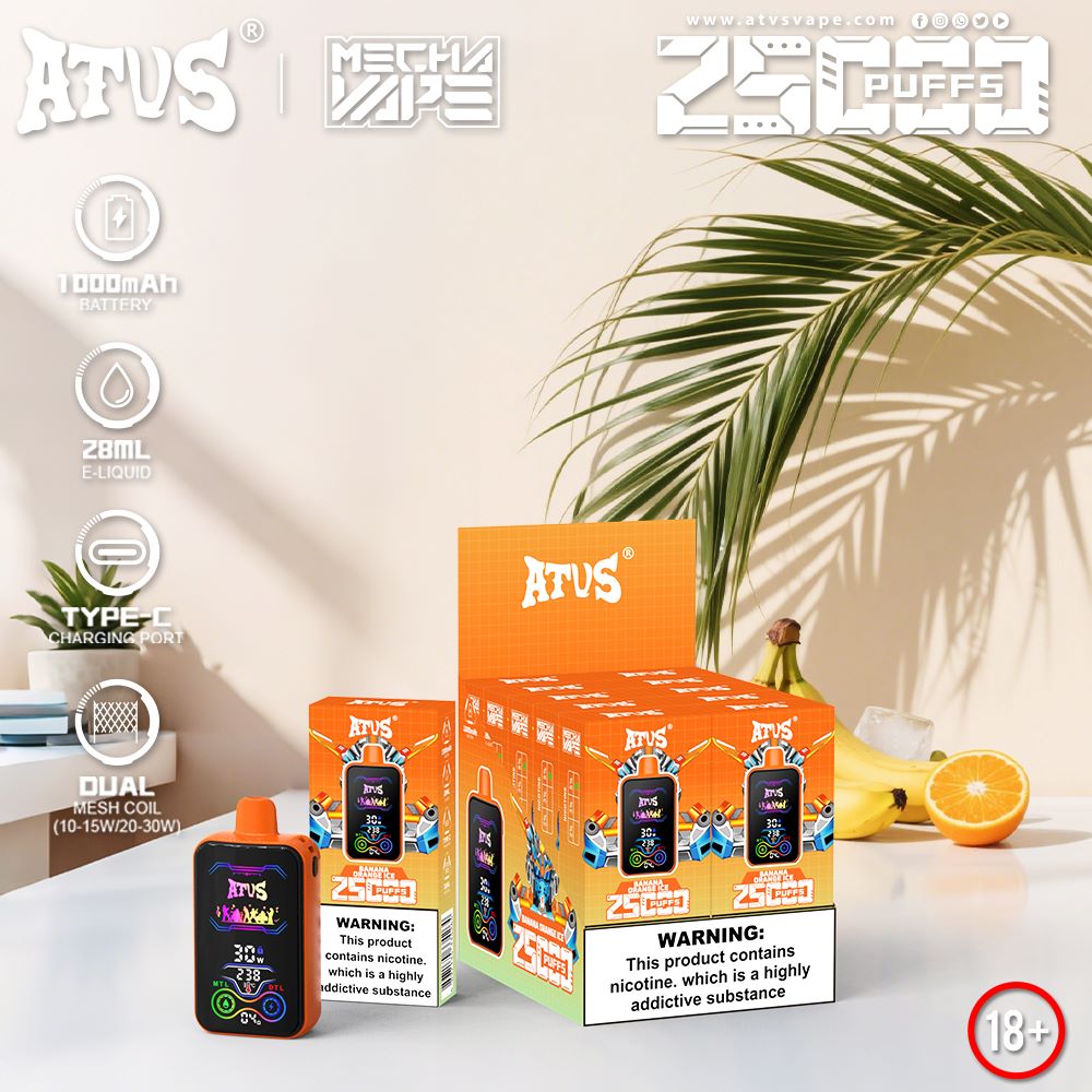 DE022 Wegwerp Vape 25000 Puffs met volledig scherm, oplaadbaar en instelbare luchtstroom ATVS E-sigaret Disposable