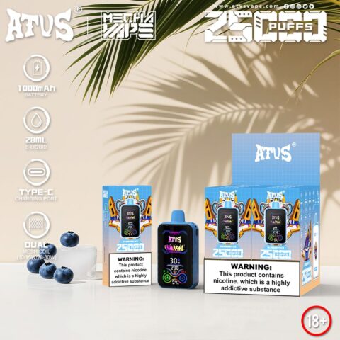 DE022 Wegwerp Vape 25000 Puffs met volledig scherm, oplaadbaar en instelbare luchtstroom ATVS E-sigaret Disposable