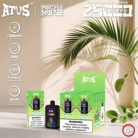 DE022 Wegwerp Vape 25000 Puffs met volledig scherm, oplaadbaar en instelbare luchtstroom ATVS E-sigaret Disposable