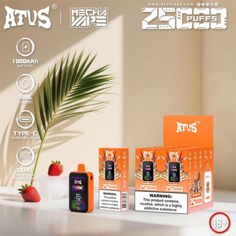 DE022 Wegwerp Vape 25000 Puffs met volledig scherm, oplaadbaar en instelbare luchtstroom ATVS E-sigaret Disposable