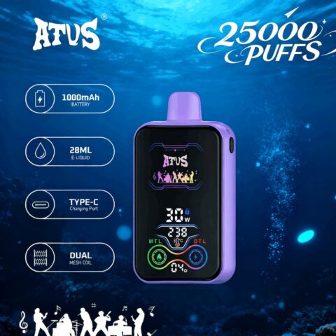 DE022 Wegwerp Vape 25000 Puffs met volledig scherm, oplaadbaar en instelbare luchtstroom ATVS E-sigaret Disposable