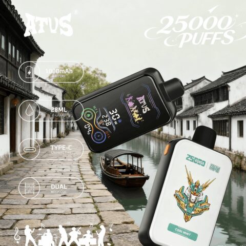 DE022 Wegwerp Vape 25000 Puffs met volledig scherm, oplaadbaar en instelbare luchtstroom ATVS E-sigaret Disposable