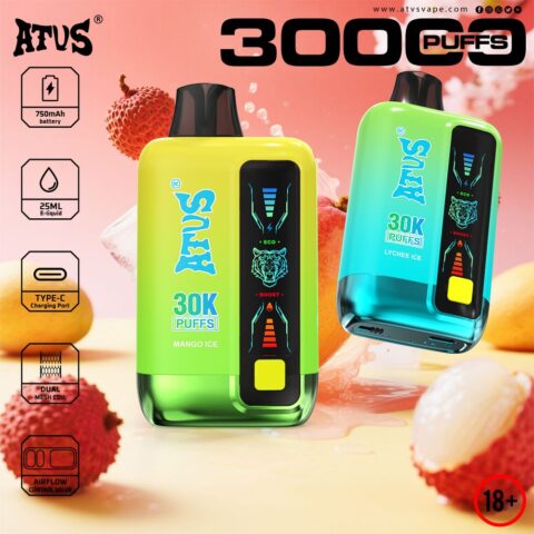 DE026 30000 Puffs Disposable Vape met LED scherm en instelbare luchtstroom ATVS Vape