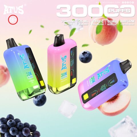 DE026 30000 Puffs Disposable Vape met LED scherm en instelbare luchtstroom ATVS Vape