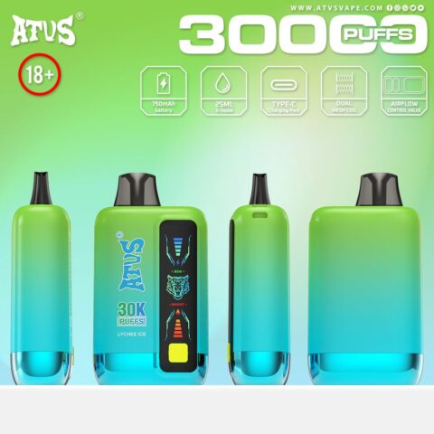 DE026 30000 Puffs Disposable Vape met LED scherm en instelbare luchtstroom ATVS Vape