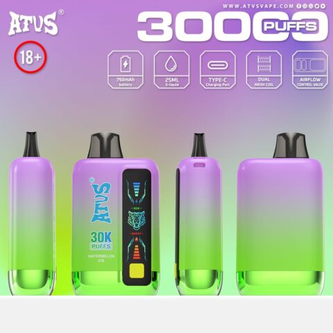 DE026 30000 Puffs Disposable Vape met LED scherm en instelbare luchtstroom ATVS Vape