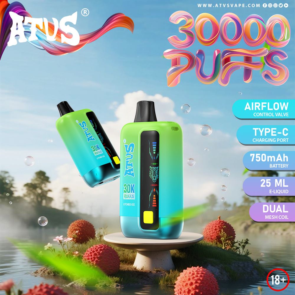 DE026 30000 Puffs Disposable Vape met LED scherm en instelbare luchtstroom ATVS Vape