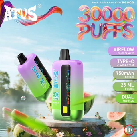 DE026 30000 Puffs Disposable Vape met LED scherm en instelbare luchtstroom ATVS Vape
