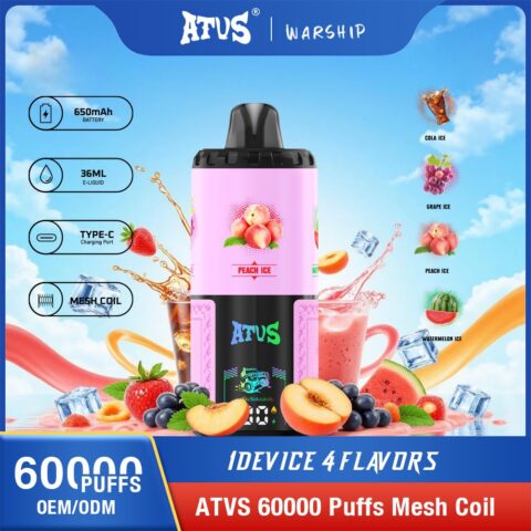 DE030 Wegwerp Vape 60000 Puffs Disposable Vape met LED scherm en instelbare luchtstroom oplaadbaar ATVS Vape