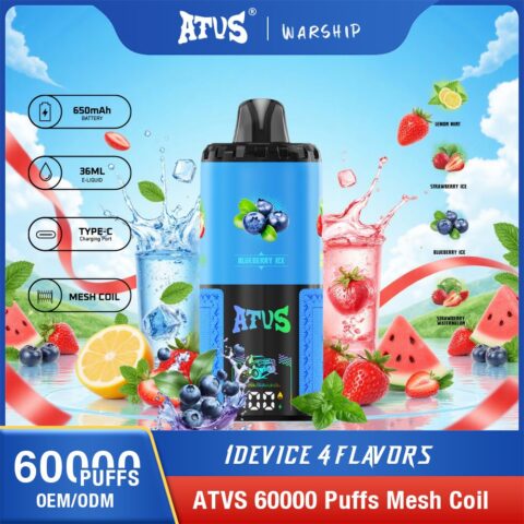 DE030 Wegwerp Vape 60000 Puffs Disposable Vape met LED scherm en instelbare luchtstroom oplaadbaar ATVS Vape