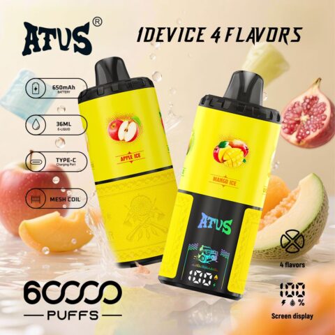 DE030 Wegwerp Vape 60000 Puffs Disposable Vape met LED scherm en instelbare luchtstroom oplaadbaar ATVS Vape