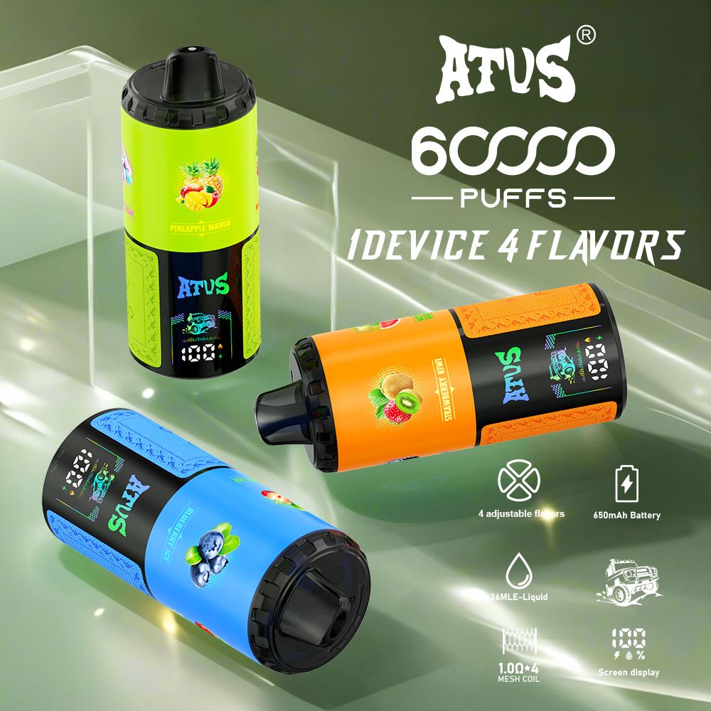DE030 Wegwerp Vape 60000 Puffs Disposable Vape met LED scherm en instelbare luchtstroom oplaadbaar ATVS Vape