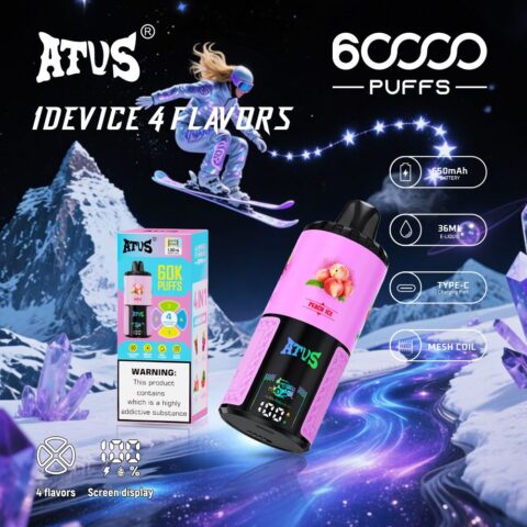 DE030 Wegwerp Vape 60000 Puffs Disposable Vape met LED scherm en instelbare luchtstroom oplaadbaar ATVS Vape