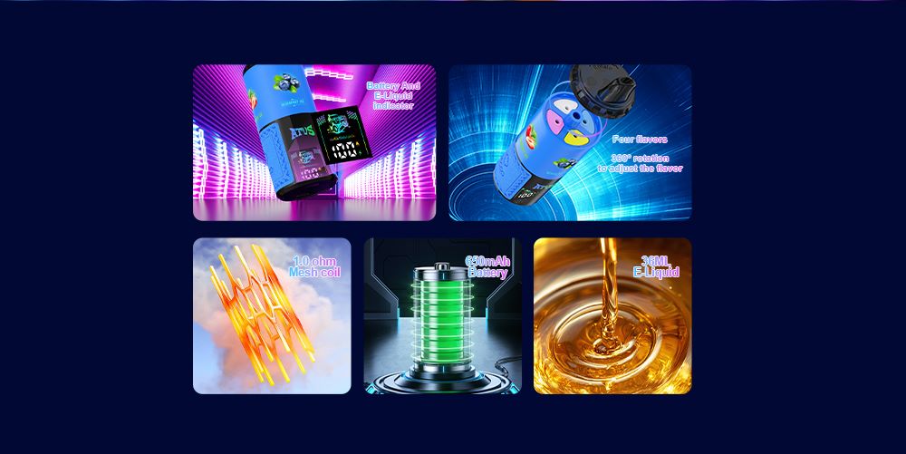 DE030 Wegwerp Vape 60000 Puffs Disposable Vape met LED scherm en instelbare luchtstroom oplaadbaar ATVS Vape