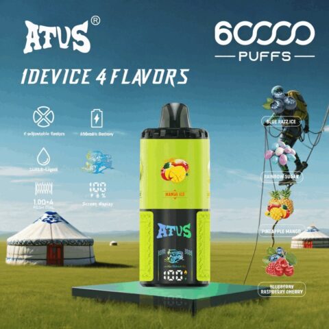 DE030 Wegwerp Vape 60000 Puffs Disposable Vape met LED scherm en instelbare luchtstroom oplaadbaar ATVS Vape