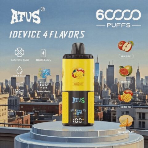 DE030 Wegwerp Vape 60000 Puffs Disposable Vape met LED scherm en instelbare luchtstroom oplaadbaar ATVS Vape